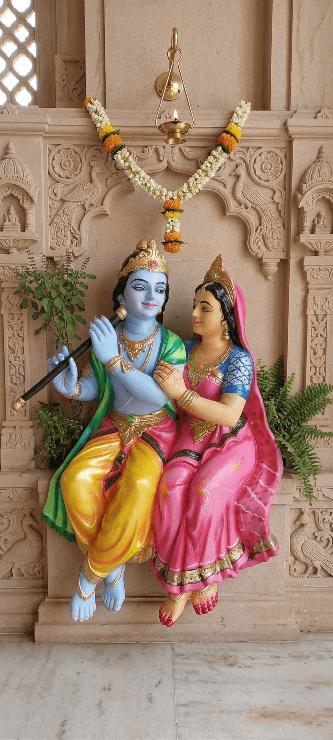 Radha Krishna fiber Statue