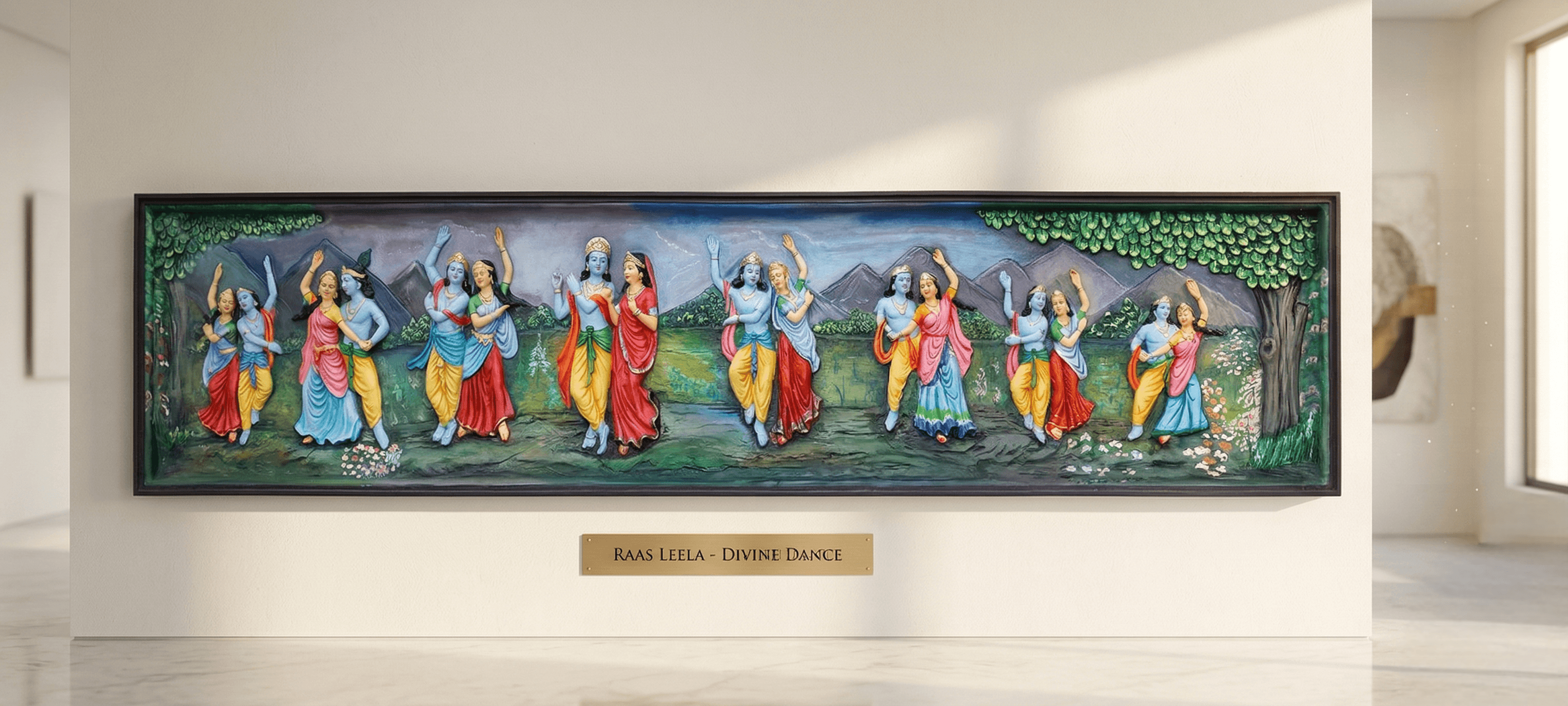 Rasleela fiber relief mural